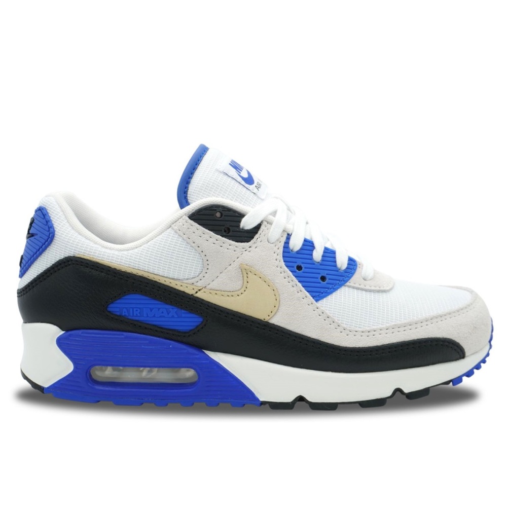 Nike Men's Air Max 90 White and Blue Sneakers 10